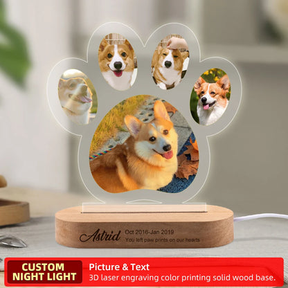 Custom Dog or Cat Photo Night Light Pet Memorial