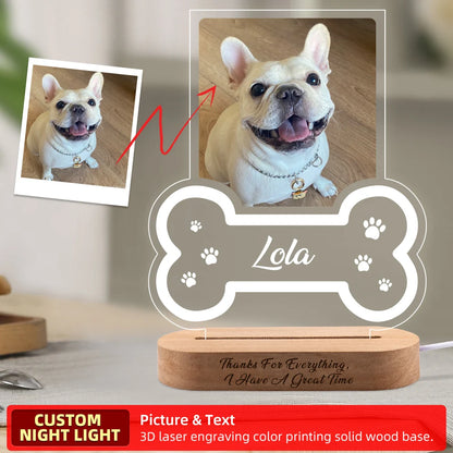 Custom Dog or Cat Photo Night Light Pet Memorial