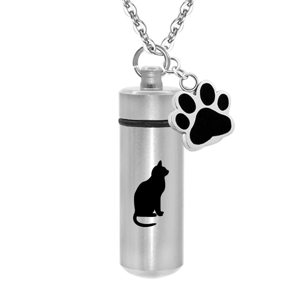 Ashes Urn Necklace – Stainless Steel Paw Pendant