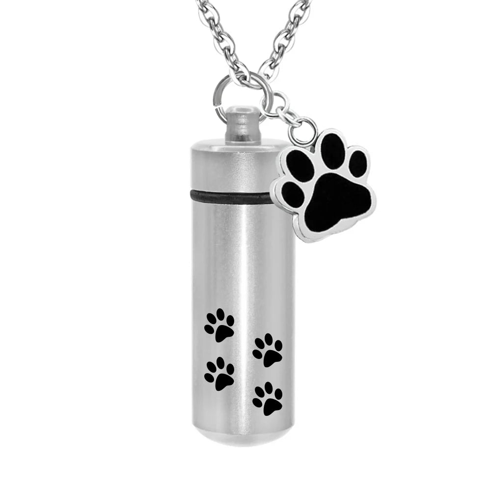 Ashes Urn Necklace – Stainless Steel Paw Pendant