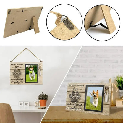 Wooden Pet Memorial Photo Frame with Urn Bottle