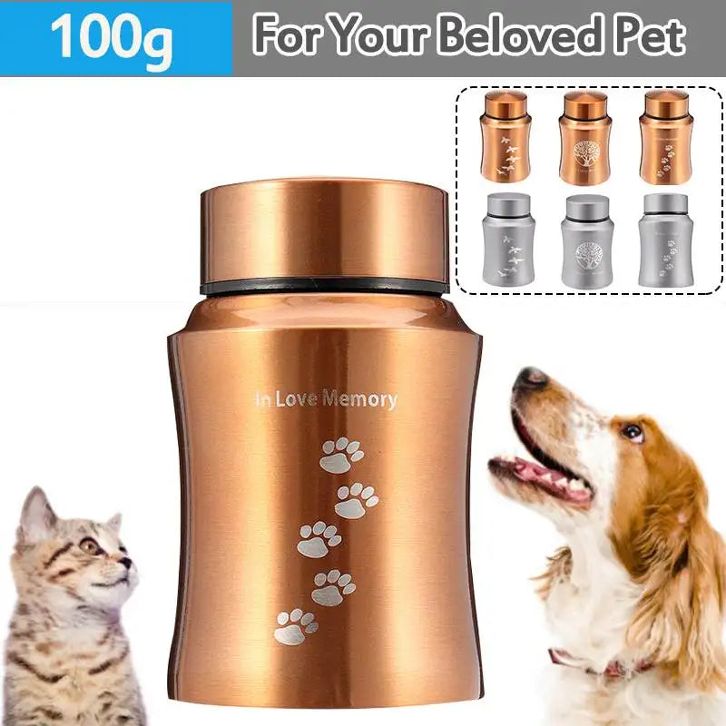 Stainless Steel Urns for Pets, Cremation Ashes, Keepsake Casket, Gold, Silver, Dog, Cat, Birds, Mouse, Pet Memorials