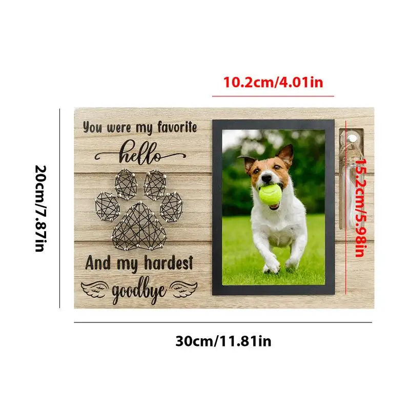 Wooden Pet Memorial Photo Frame with Urn Bottle