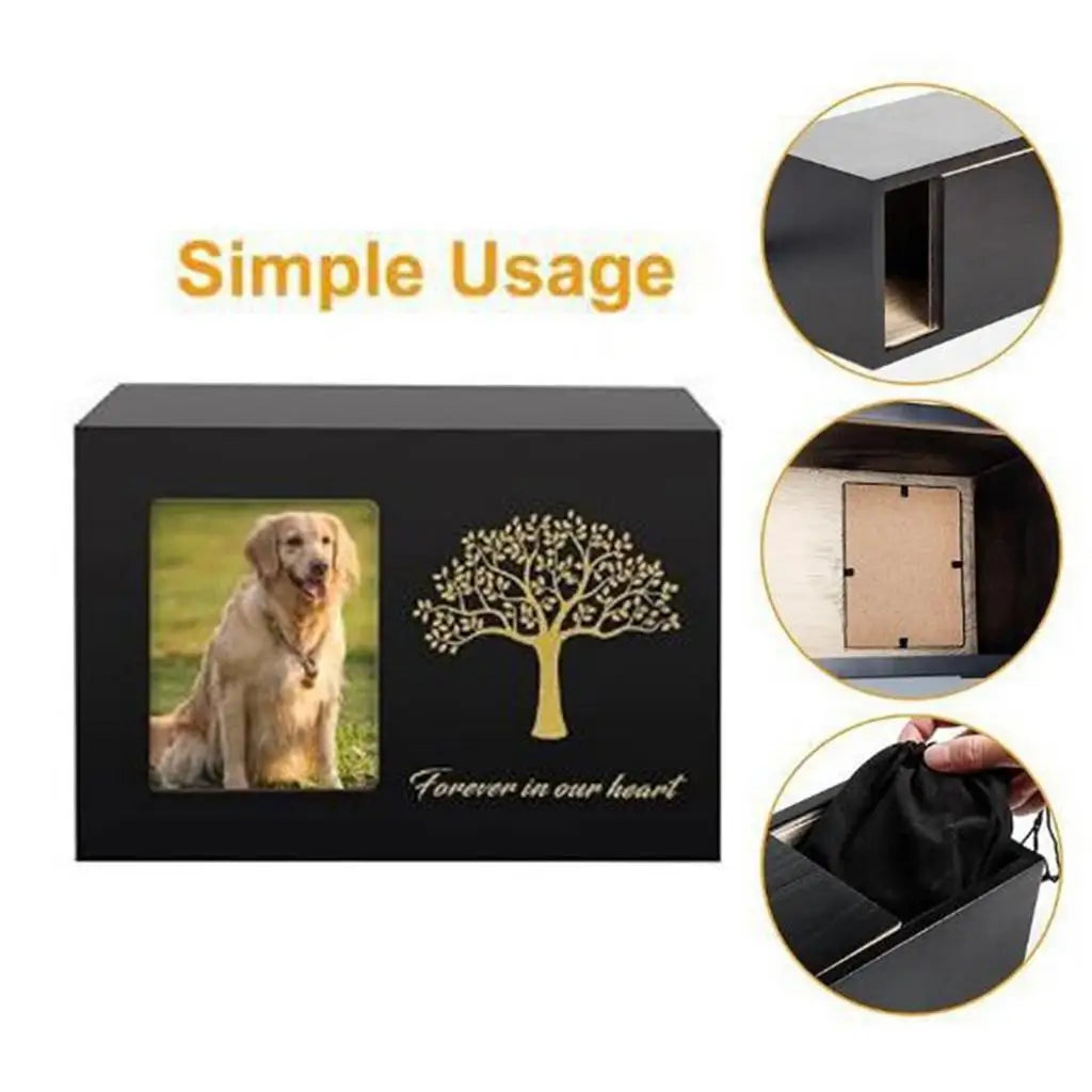 Wooden Pet Cremation Urn with Photo Frame