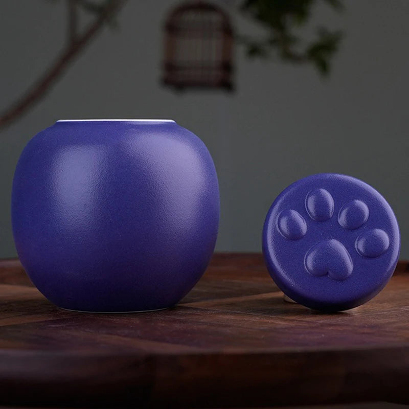 Ceramic Paw Print Pet Urns Ashes Funeral Memorials Animal Funeral Urn Cremation Keepsake Puppy Ashes Box Deceased Cat Souvenir