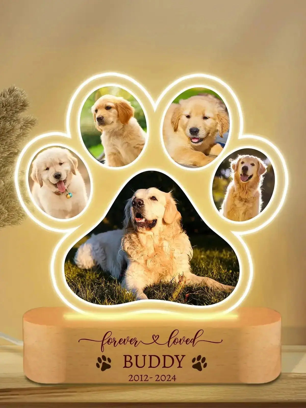 Custom Dog or Cat Photo Night Light Pet Memorial