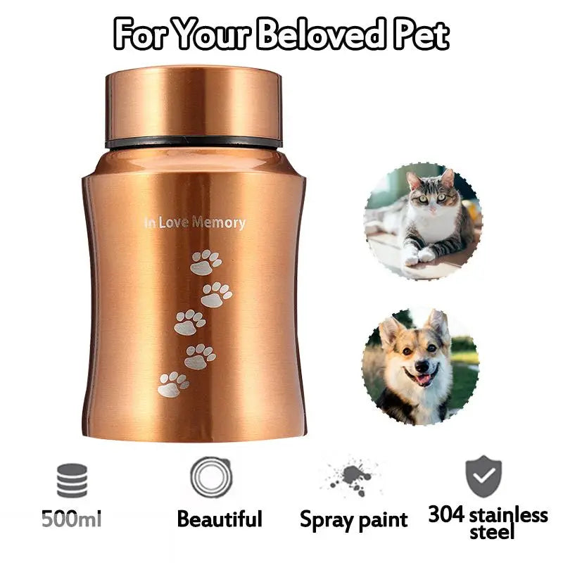 Stainless Steel Pet Urn Cremation Ashes Keepsake for Dogs, Cats, and Small Animals