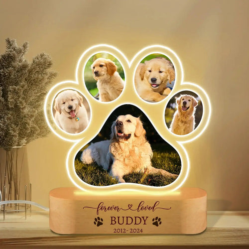 Custom Dog or Cat Photo Night Light Pet Memorial