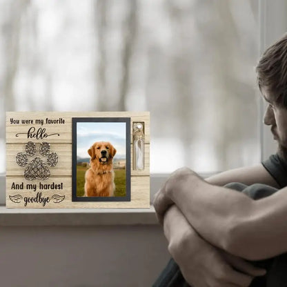 Wooden Pet Memorial Photo Frame with Urn Bottle