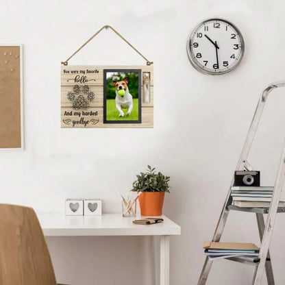 Wooden Pet Memorial Photo Frame with Urn Bottle