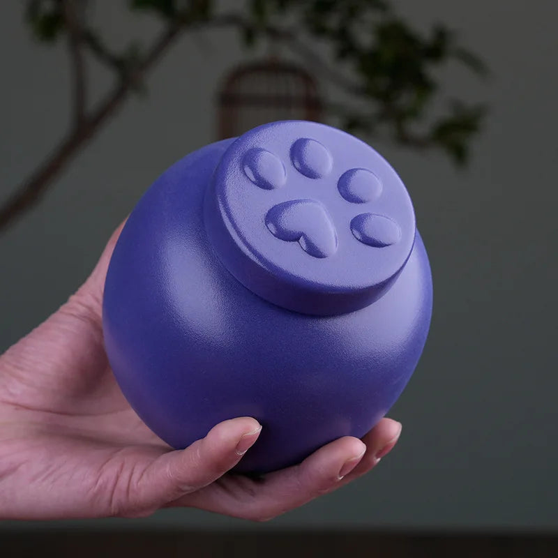 Ceramic Paw Print Pet Urns Ashes Funeral Memorials Animal Funeral Urn Cremation Keepsake Puppy Ashes Box Deceased Cat Souvenir